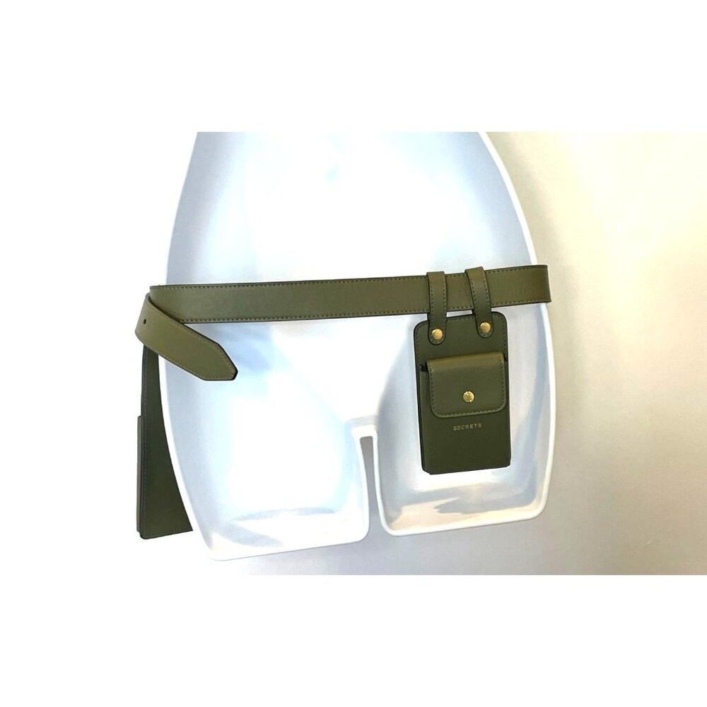 Fendi Vitello Glacier Utility Belt Olive Green Olive Green Leather Gold Accents - Picture 6 of 13
